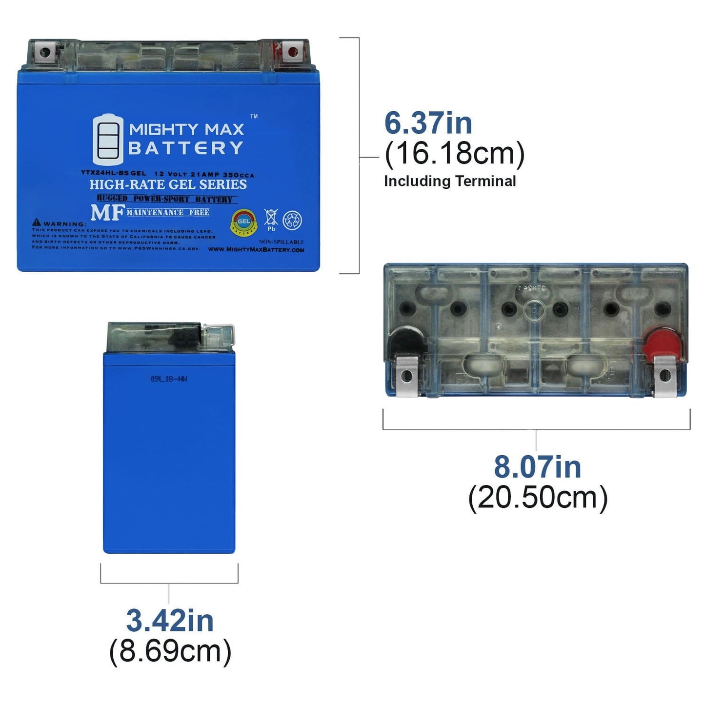 Versatile YTX24HL-BS GEL Battery for Harley FL Honda Goldwing Yamaha Indian