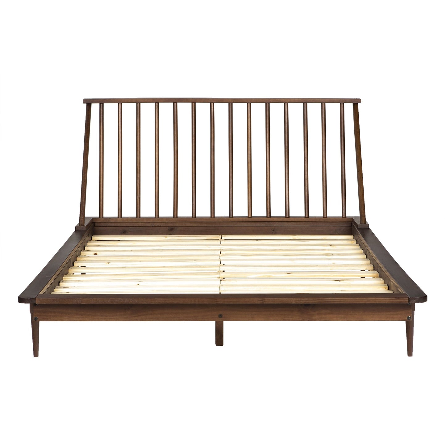 Versatile Walker Edison Modern Boho Queen Size Solid Wood Platform Bed, Walnut