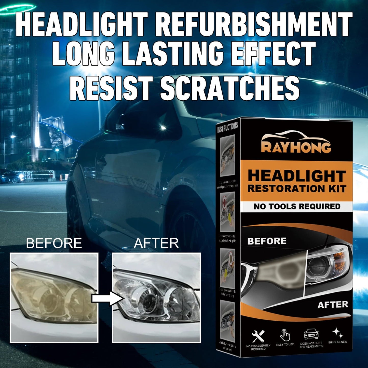 Classic Automotive ceramic headlight repair kit, headlight lampshade repair, scratches, yellowing, polishing, renovation, brightening